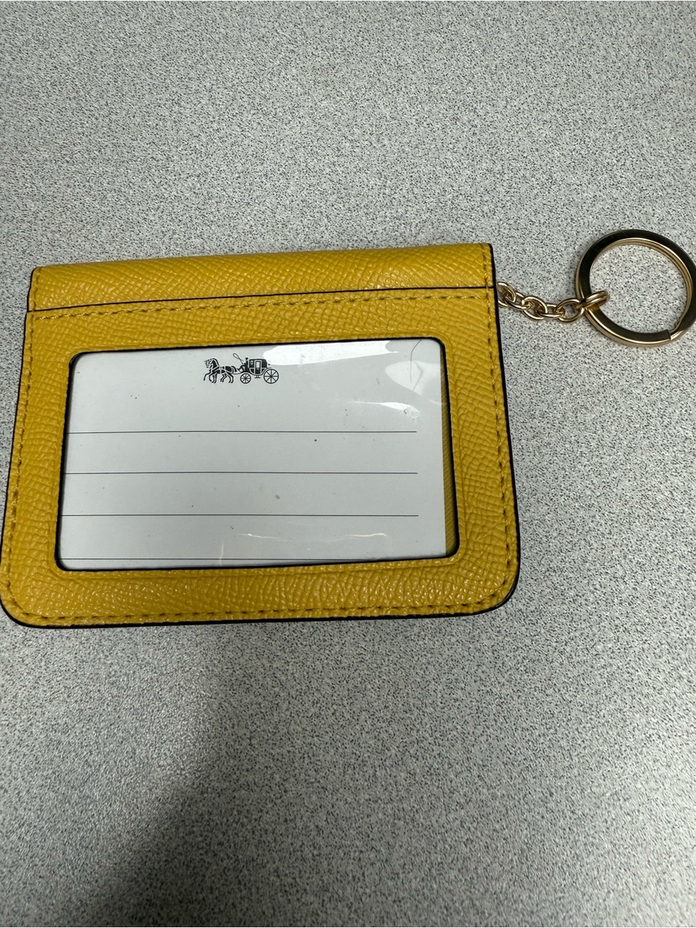 Coach Yellow Leather Card Wallet with Patterned Interior - Picture 3 of 4